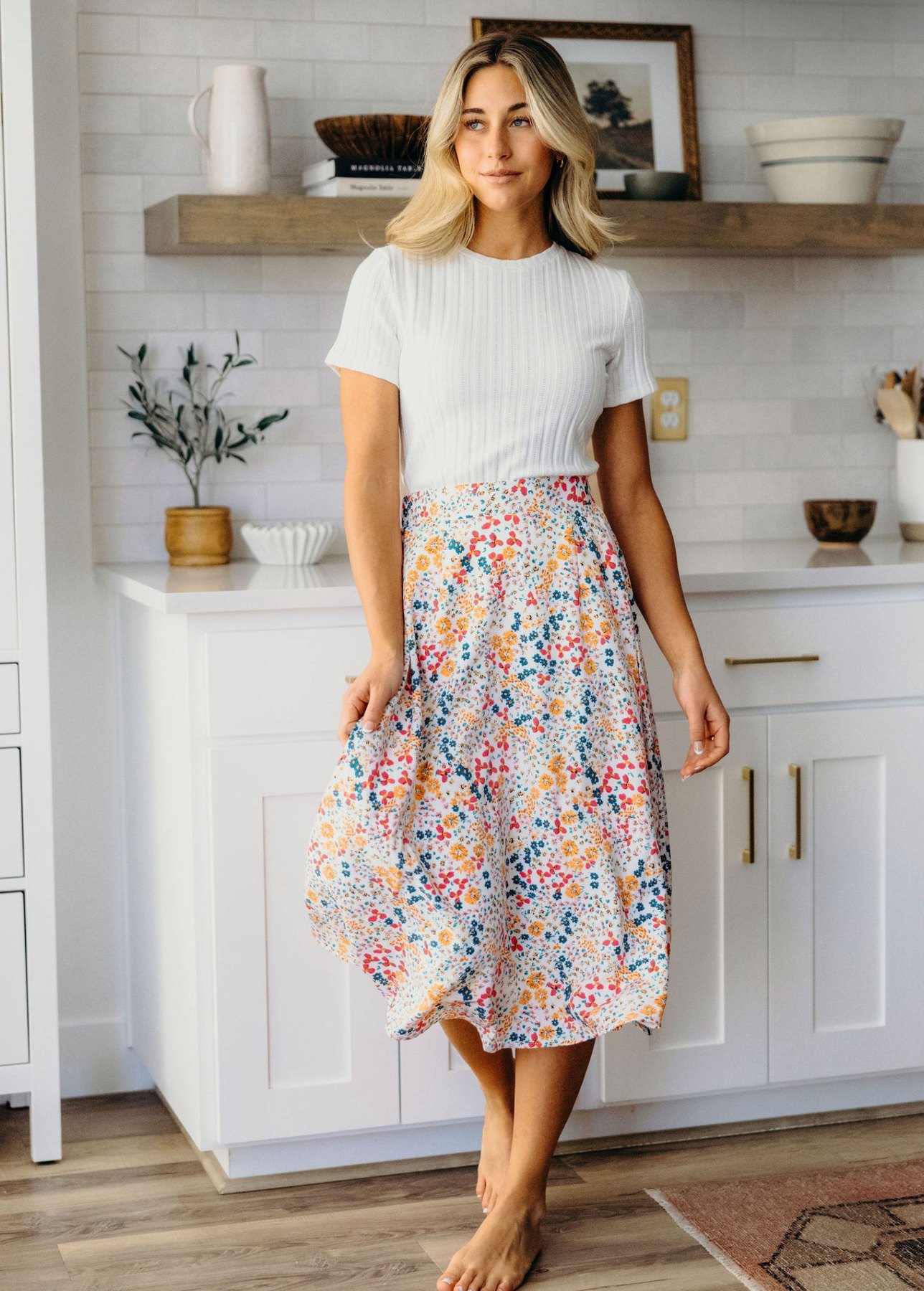 Carnival Bouquet Floral Midi Skirt