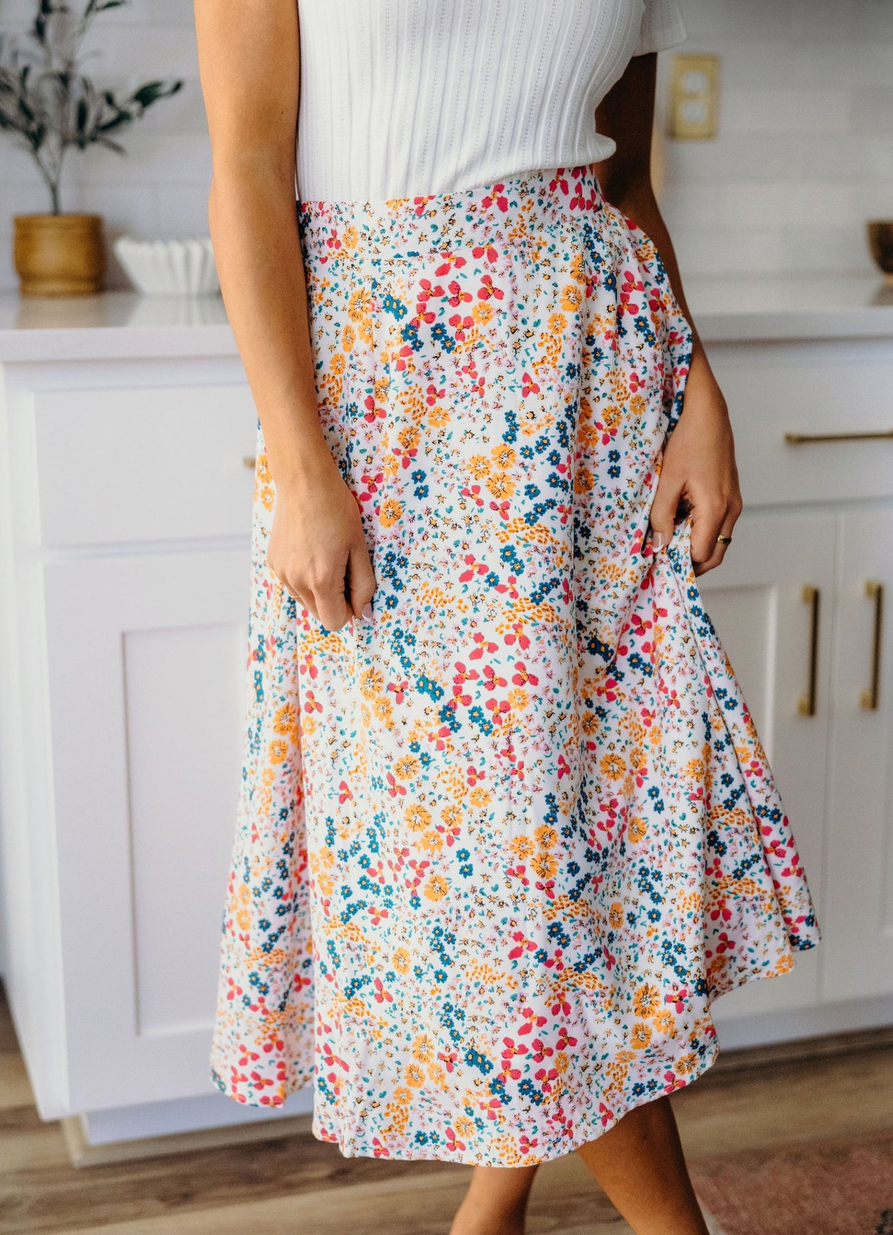 Carnival Bouquet Floral Midi Skirt, thumbnail 4
