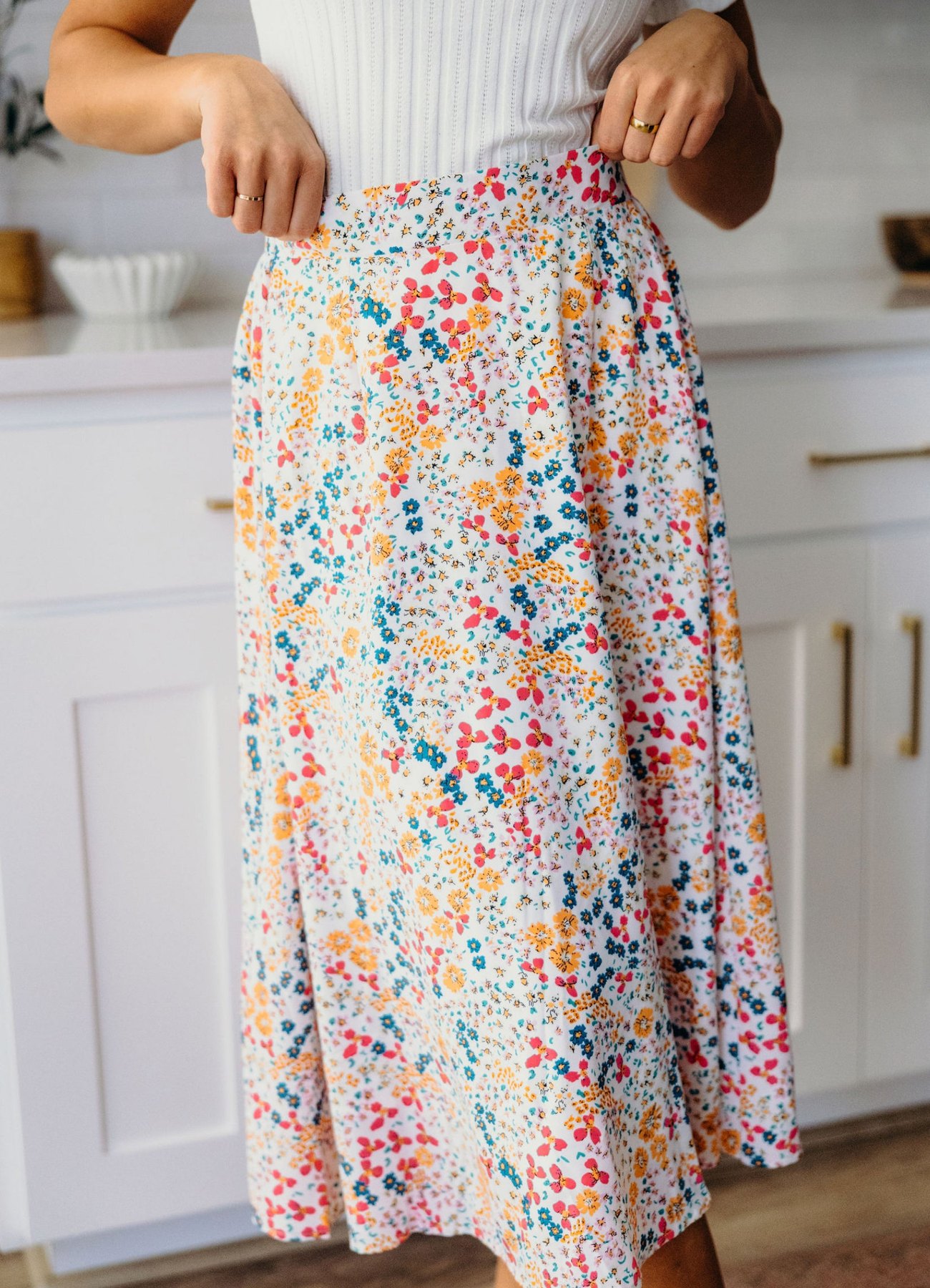 Carnival Bouquet Floral Midi Skirt, thumbnail 5