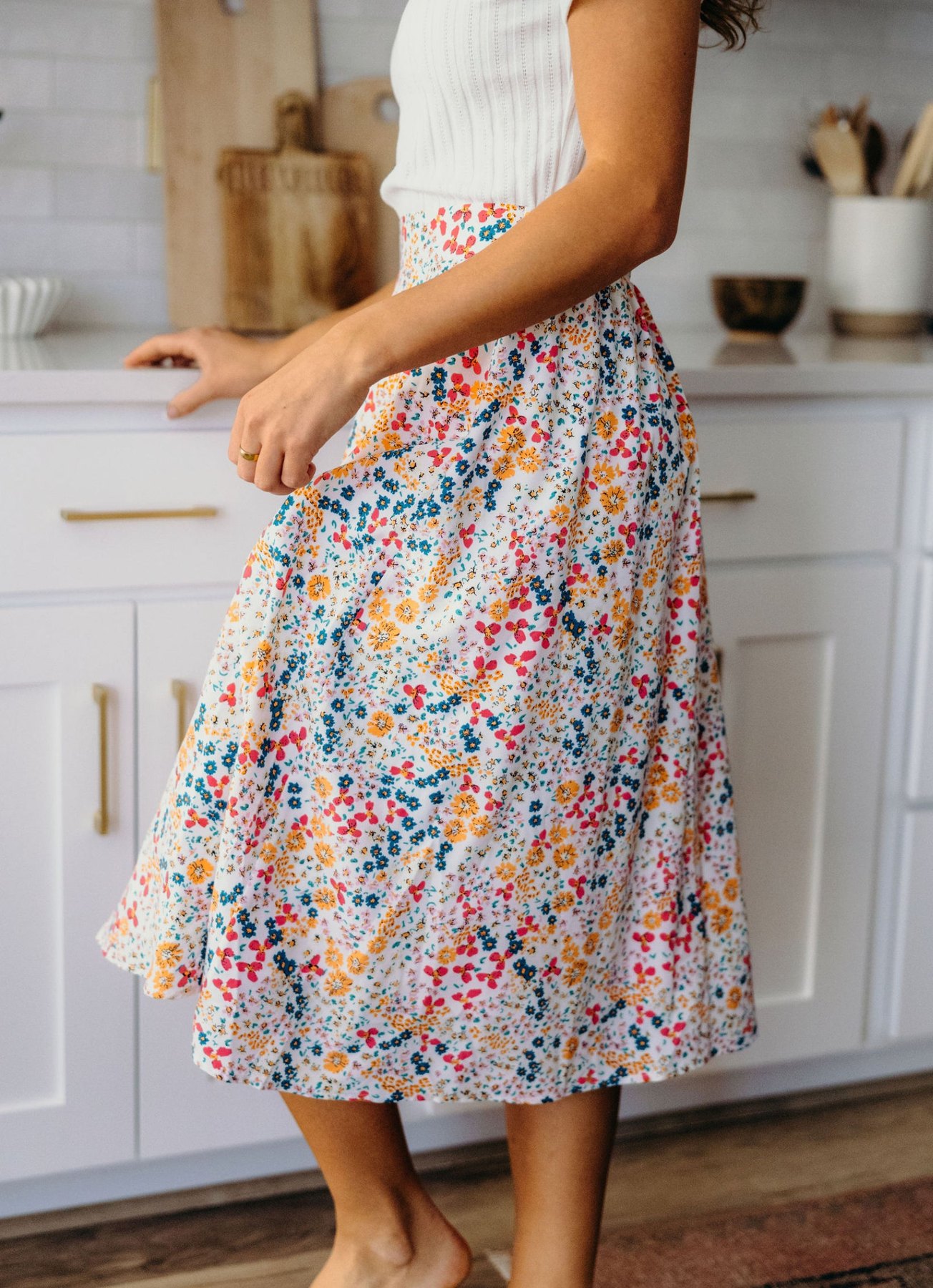 Carnival Bouquet Floral Midi Skirt, thumbnail 6