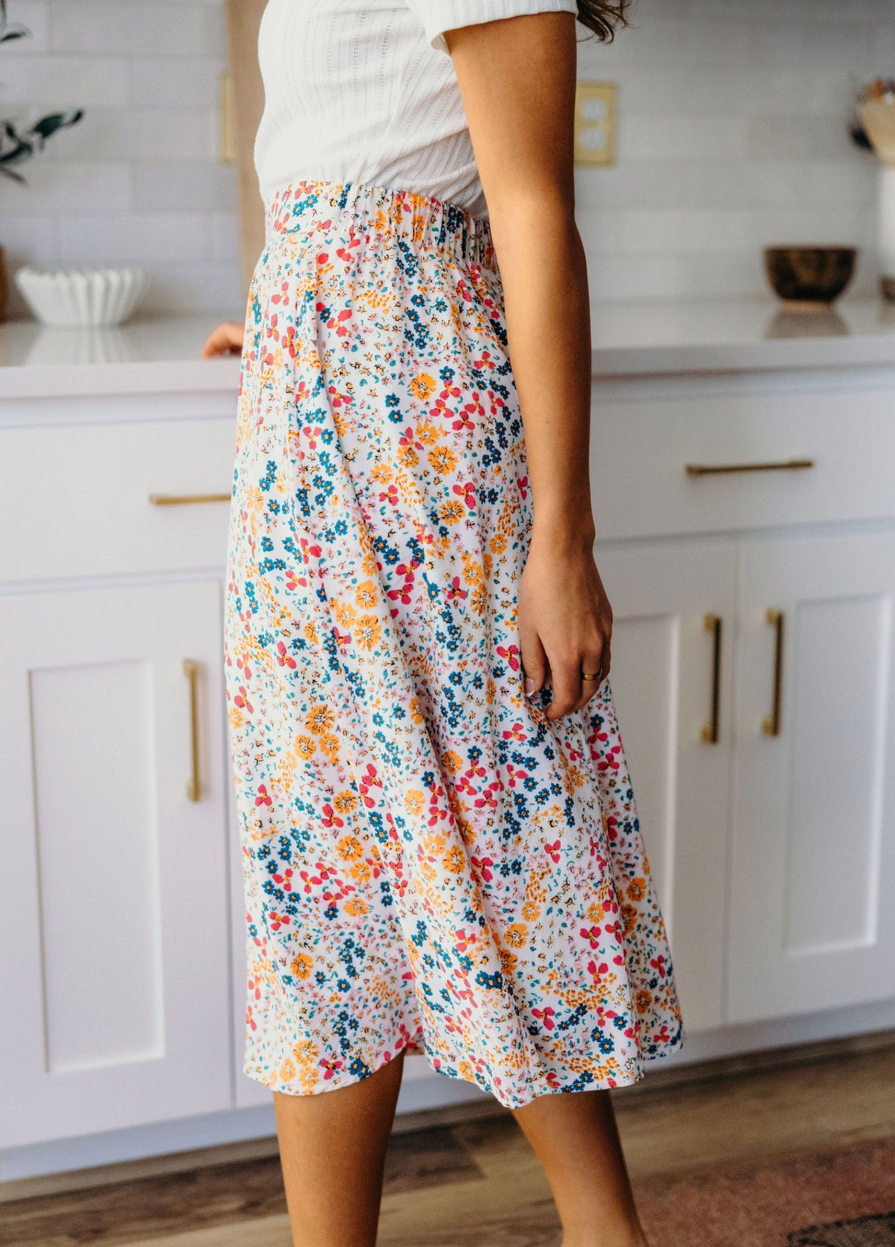 Carnival Bouquet Floral Midi Skirt, thumbnail 7