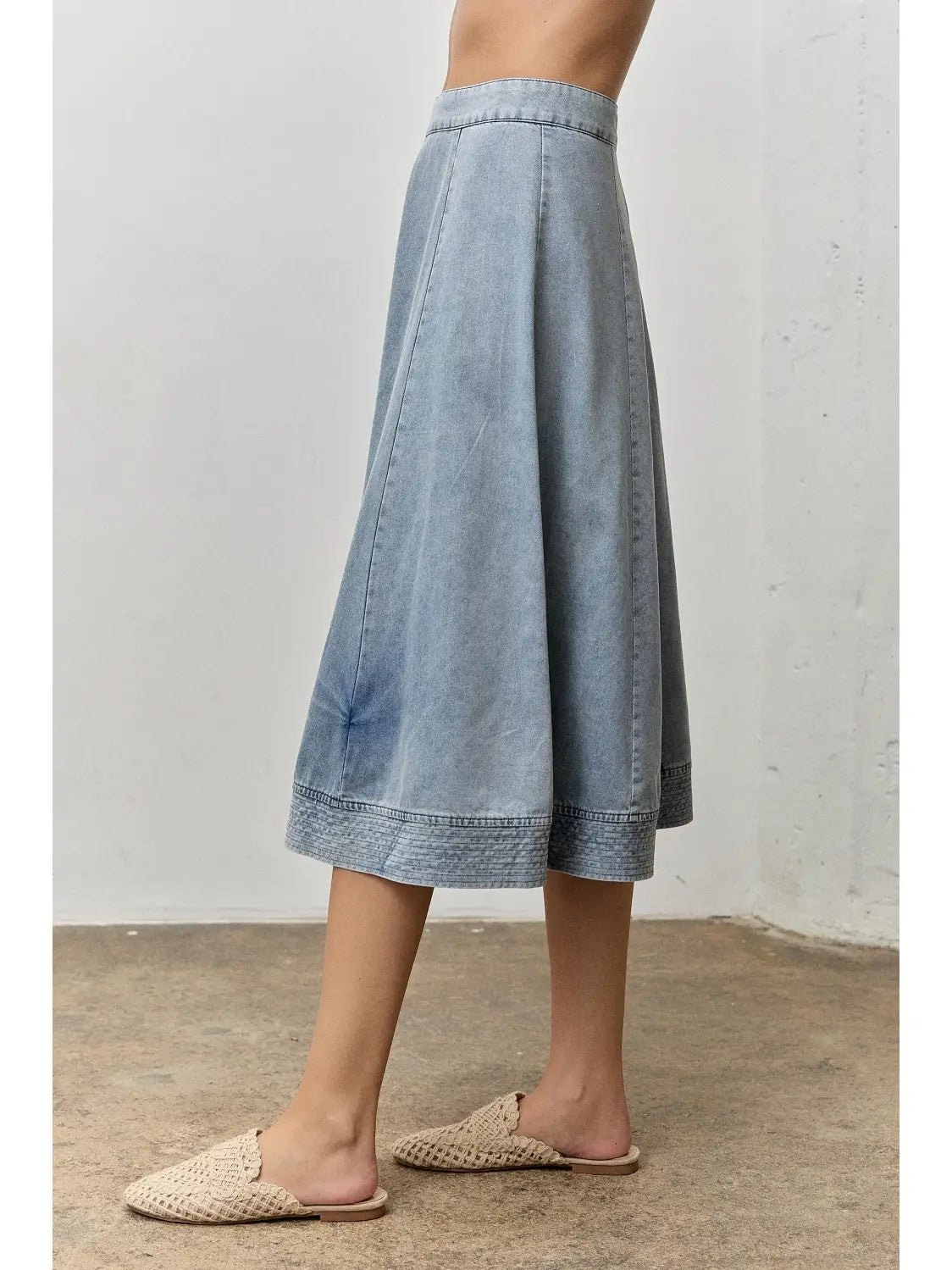 Medium Wash Denim Midi Skirt, alternate view