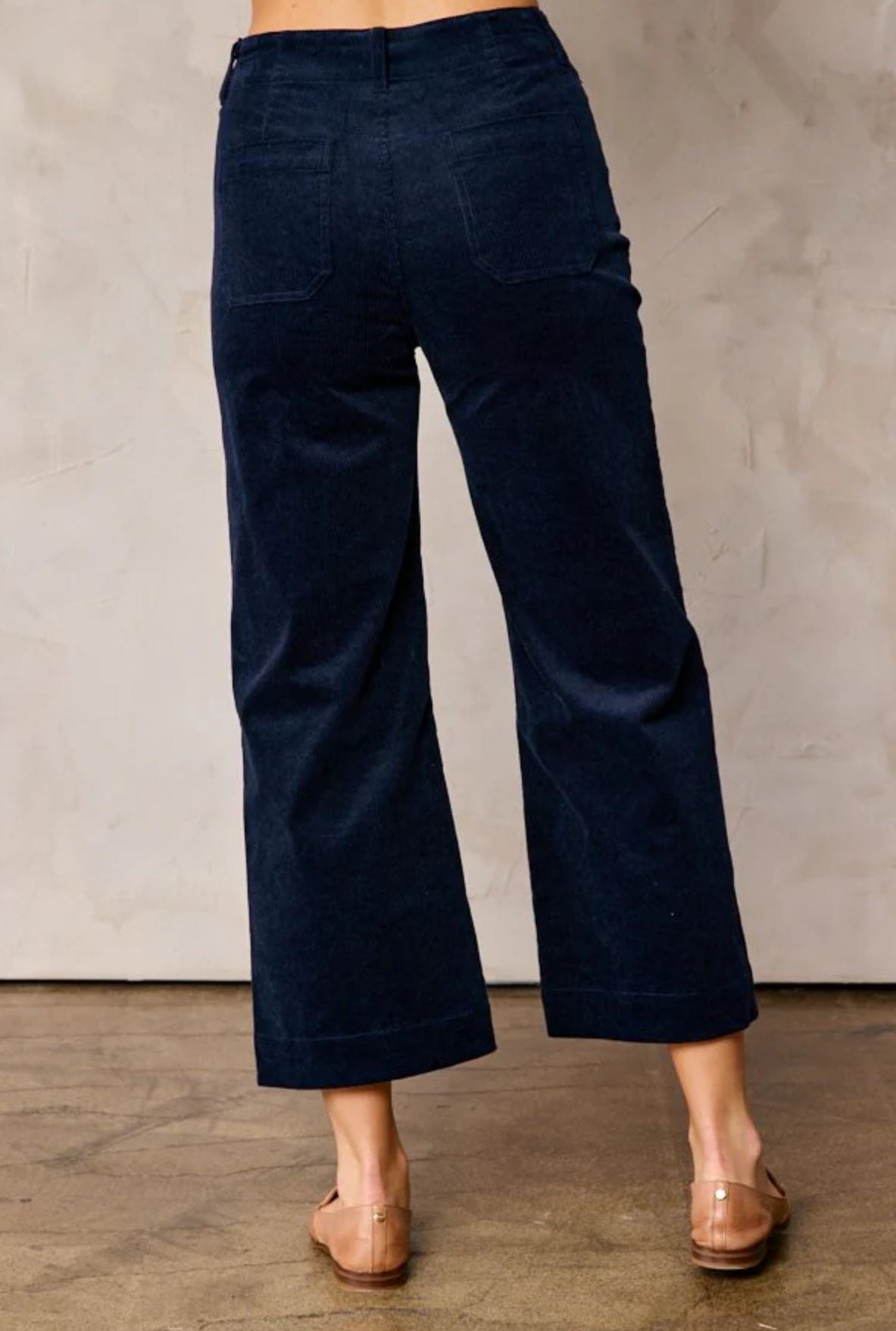 Navy Corduroy Wide Leg Crop Pants, thumbnail 9