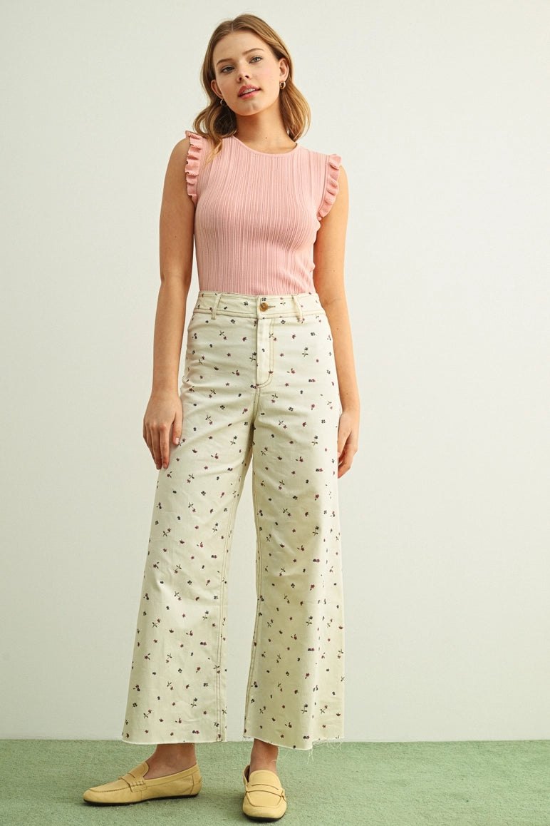 Pink Ribbed Ruffle Top, thumbnail 4