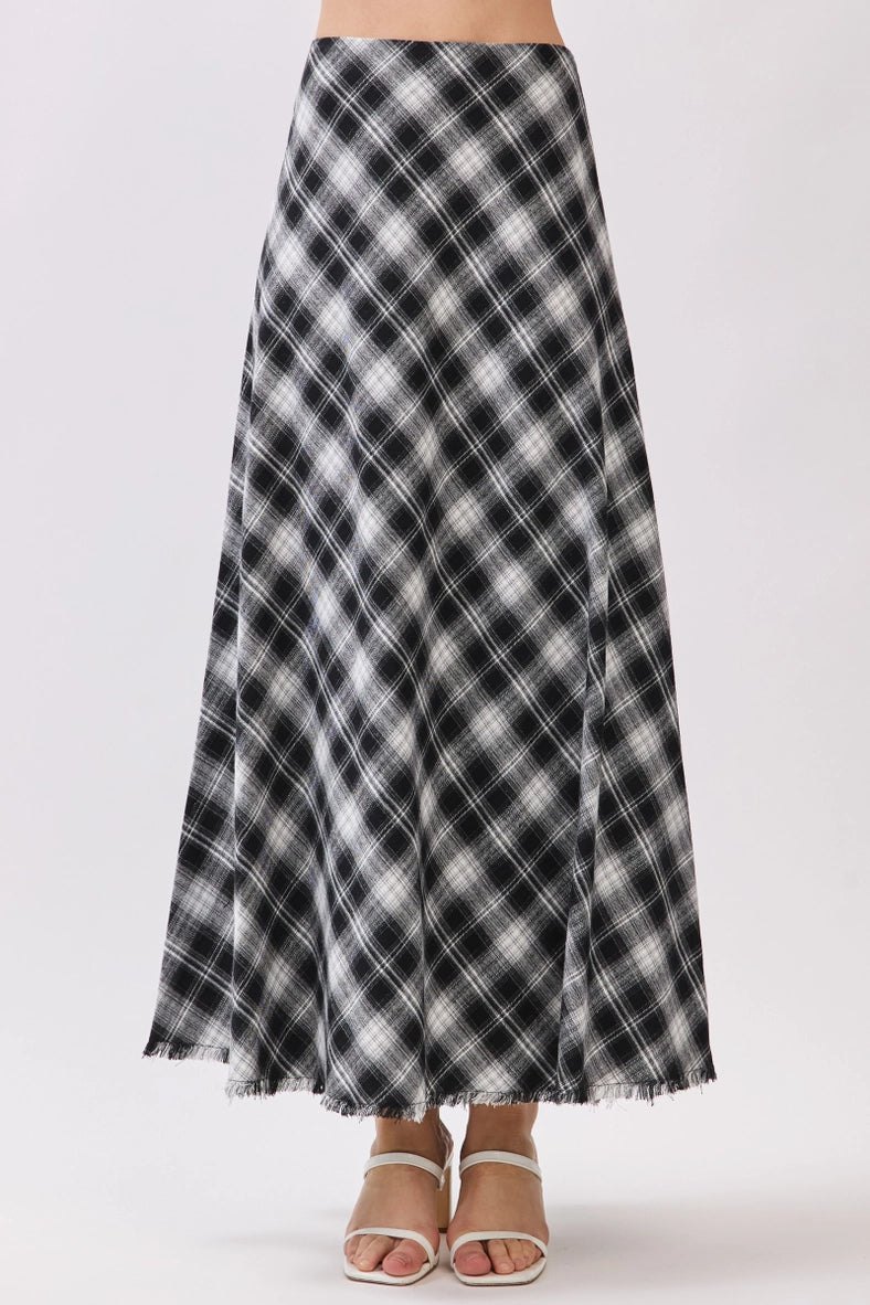 Black and White Plaid Maxi Skirt
