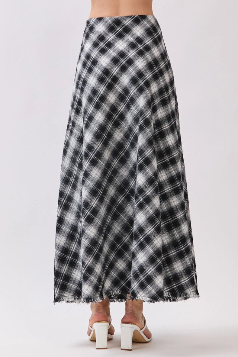 Black and White Plaid Maxi Skirt, thumbnail 3