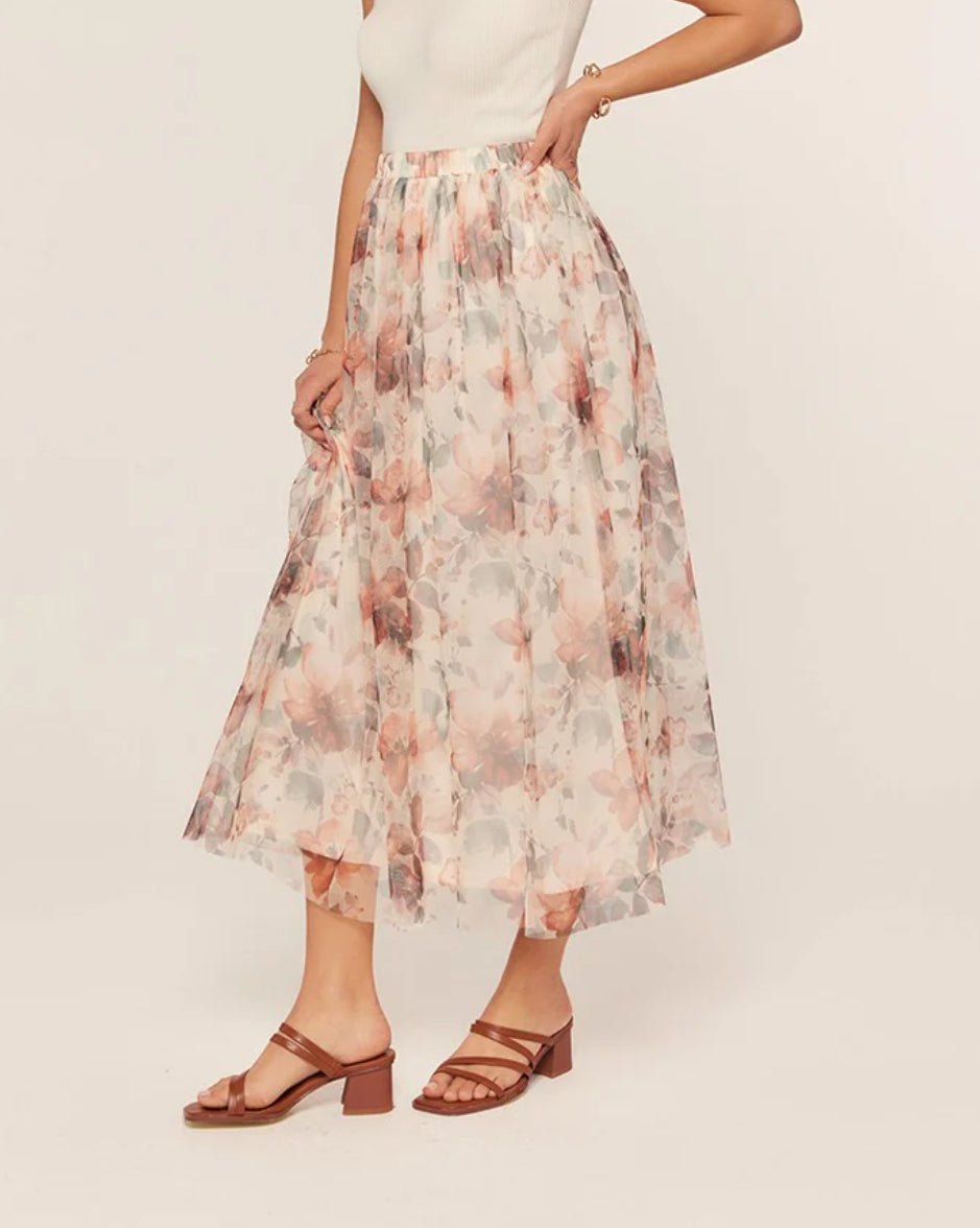 Blushing Garden Floral Midi Skirt, alternate view