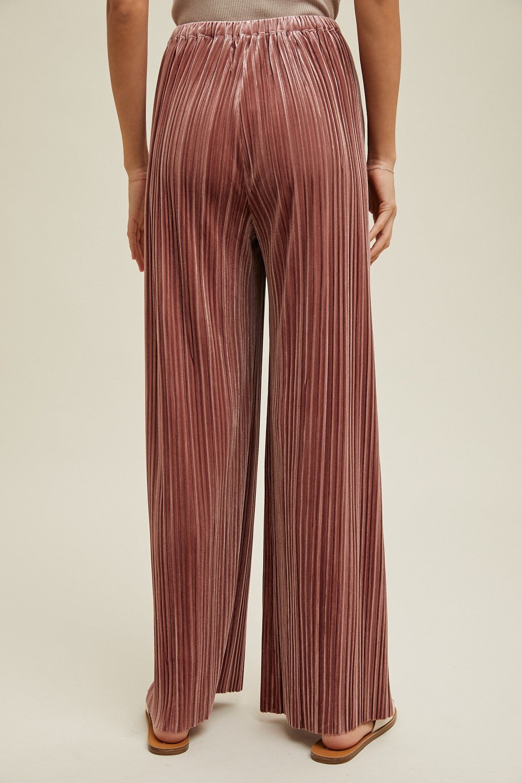 Rose Velvet Pleated Wide Leg Pants, thumbnail 3