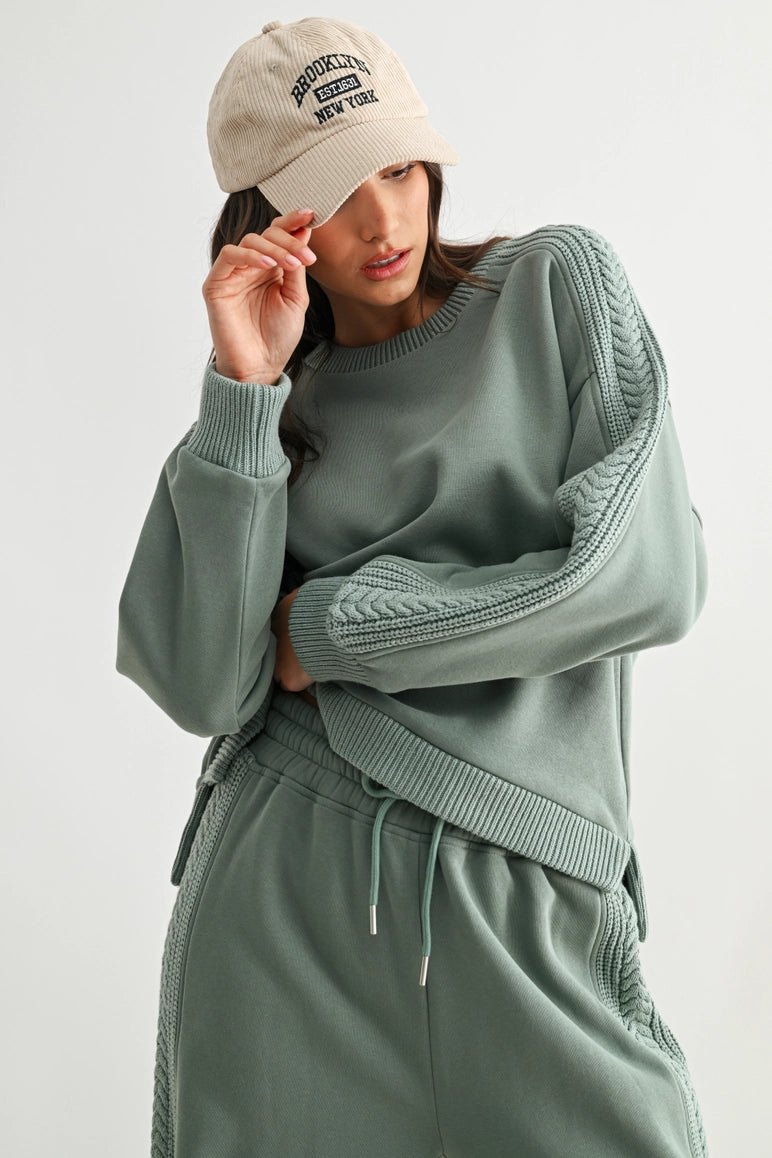 Sage Cable Knit Lounge Set, alternate view