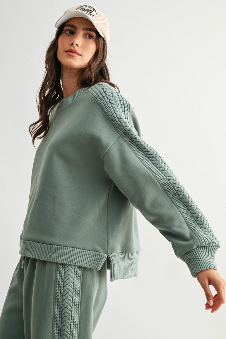 Sage Cable Knit Lounge Set, thumbnail 3