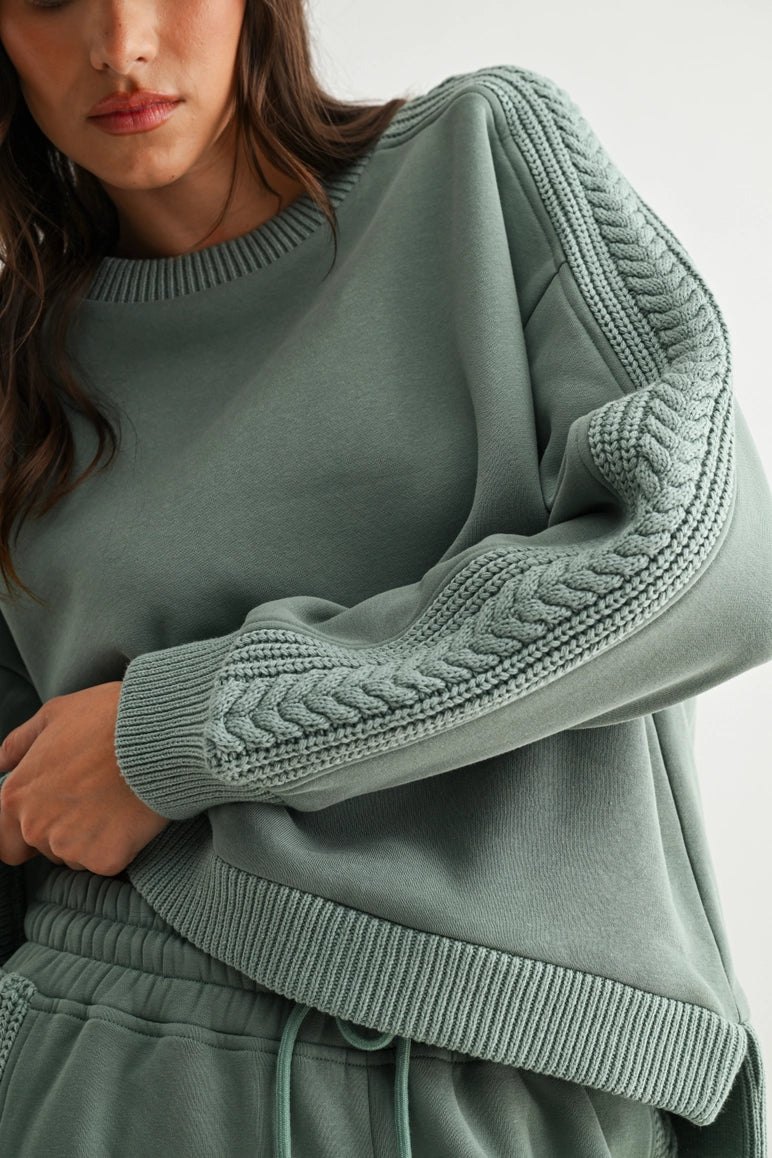 Sage Cable Knit Lounge Set, thumbnail 5