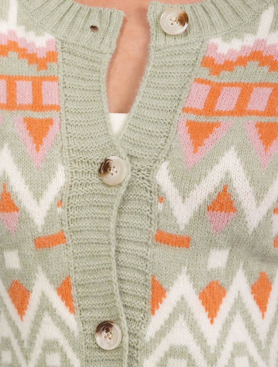 Sage Geometric Print Cardigan, thumbnail 4