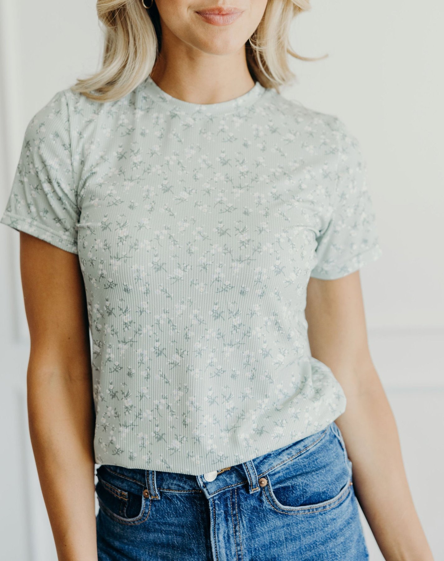 Sagebrush Floral Ribbed Tee, alternate view