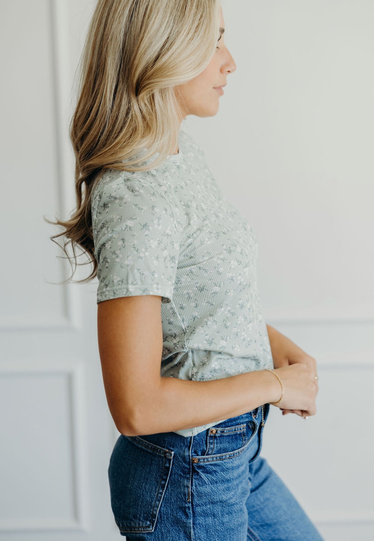 Sagebrush Floral Ribbed Tee, thumbnail 3
