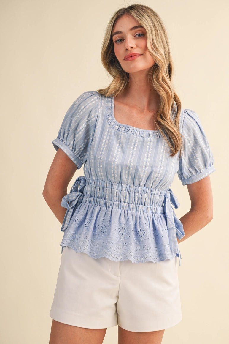 Cornflower Peplum Top