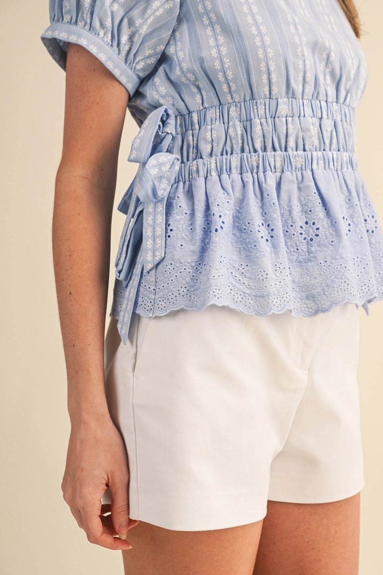 Cornflower Peplum Top, thumbnail 4