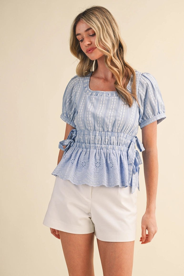 Cornflower Peplum Top, thumbnail 9