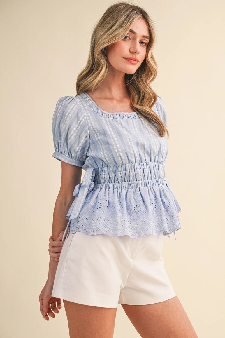 Cornflower Peplum Top, thumbnail 10