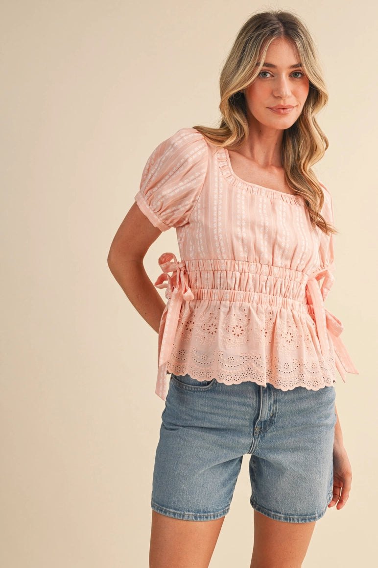 Peach Peplum Top, alternate view