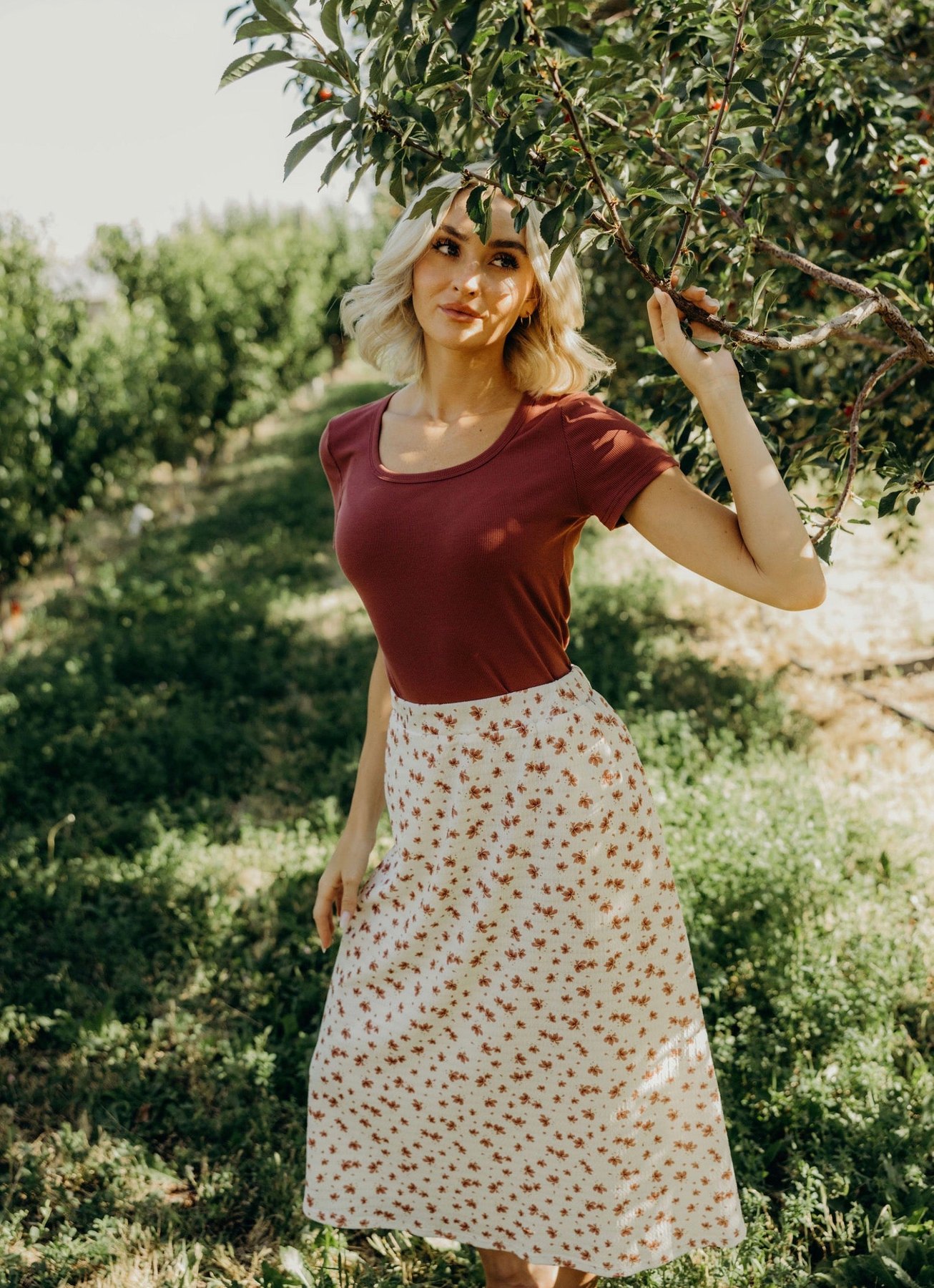 Textured Midi Skirt in Toasted Tropic, alternate view