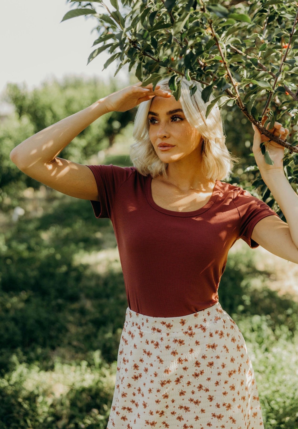 Textured Midi Skirt in Toasted Tropic, thumbnail 6