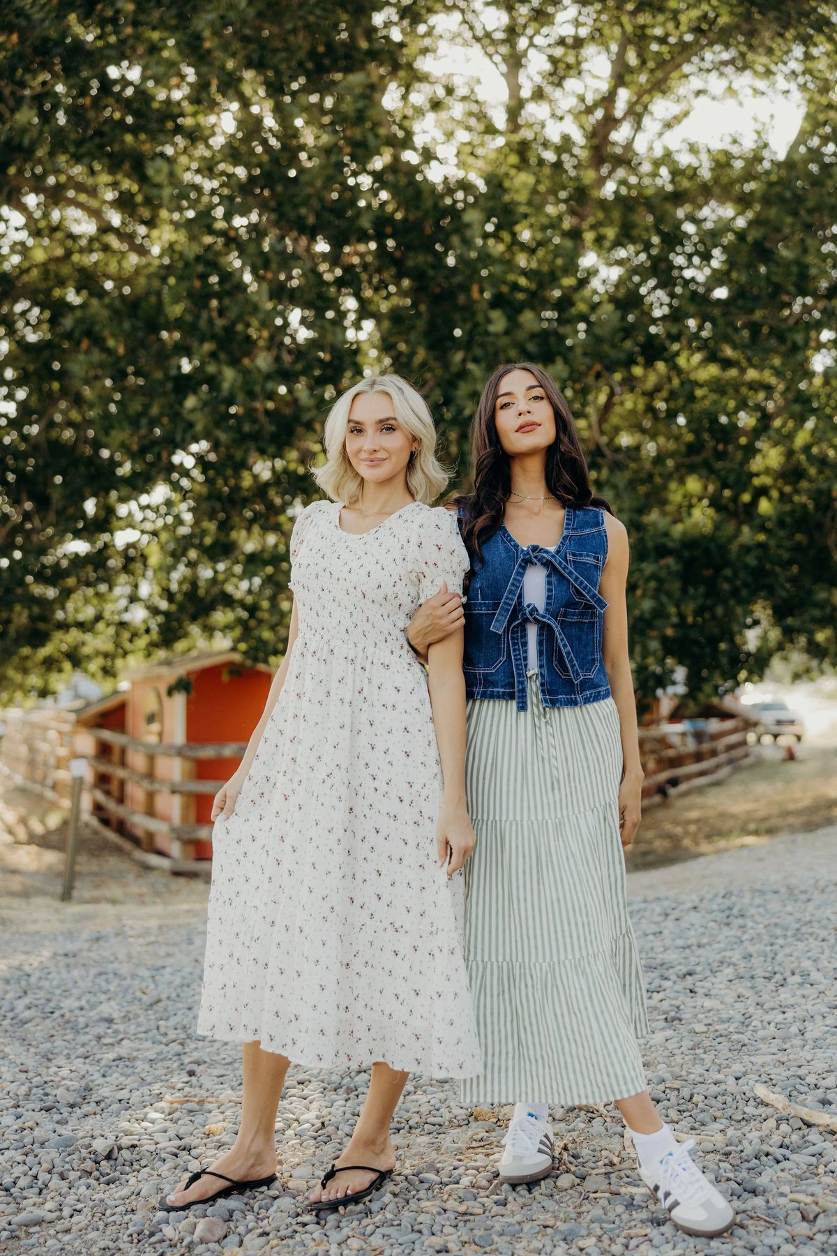 Tiered Full Skirt in Sage Striped, thumbnail 9