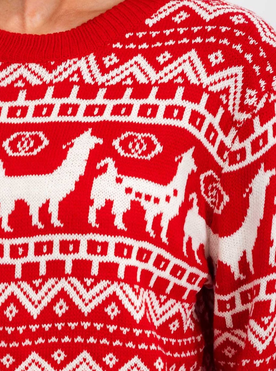 Red Llama Fair Isle Christmas Sweater, thumbnail 4